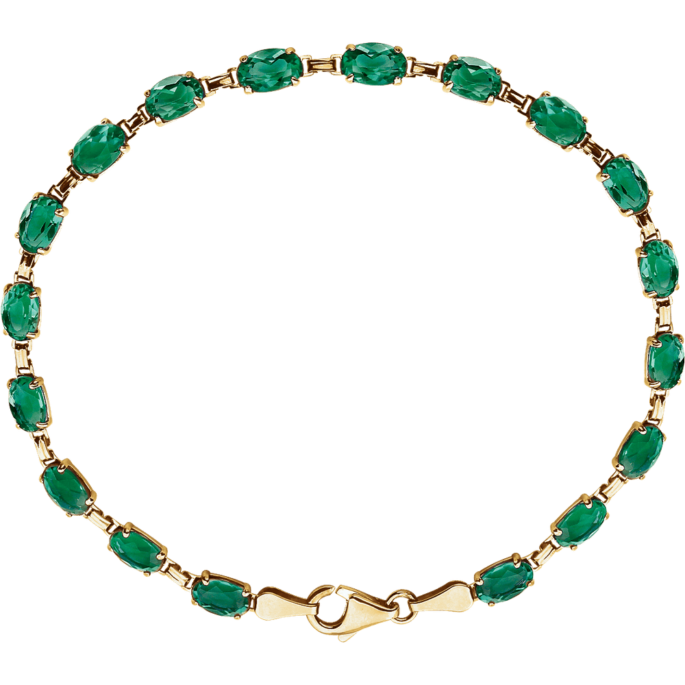 14K Yellow Gold Lab Grown Emerald Bracelet