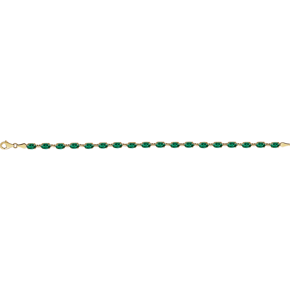 14K Yellow Gold Lab Grown Emerald Bracelet