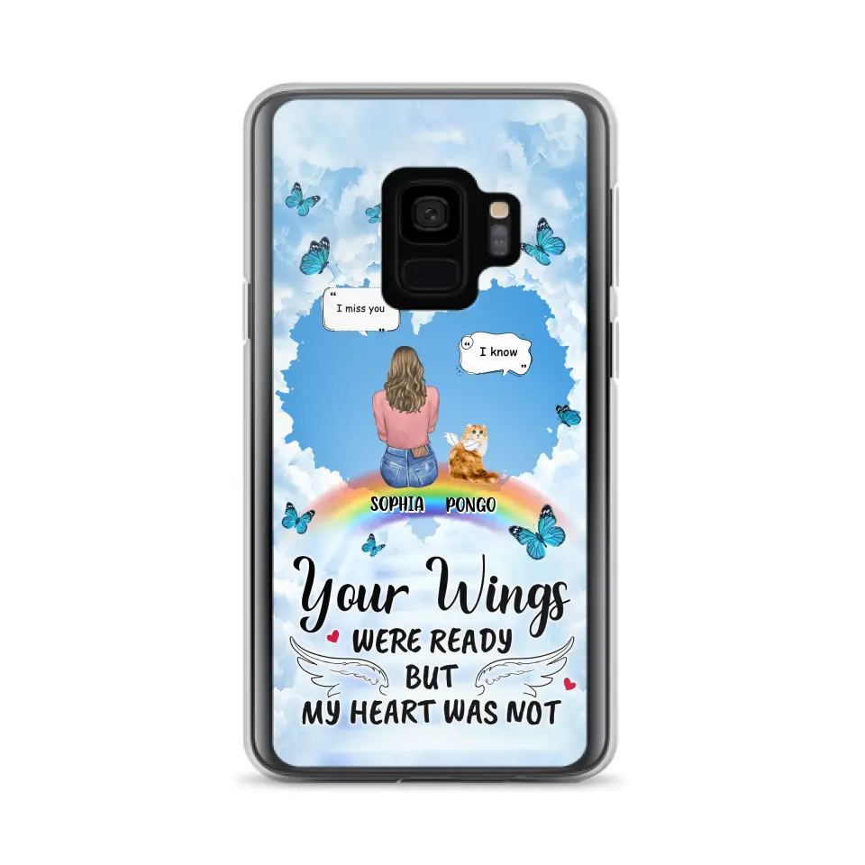 Personalized Memorial Pet Phone Case - Gift Idea For Dog/Cat/Rabbits Owners - Up to 3 Pets - Your Wings Were Ready But My Heart Was Not - Case For iPhone/Samsung