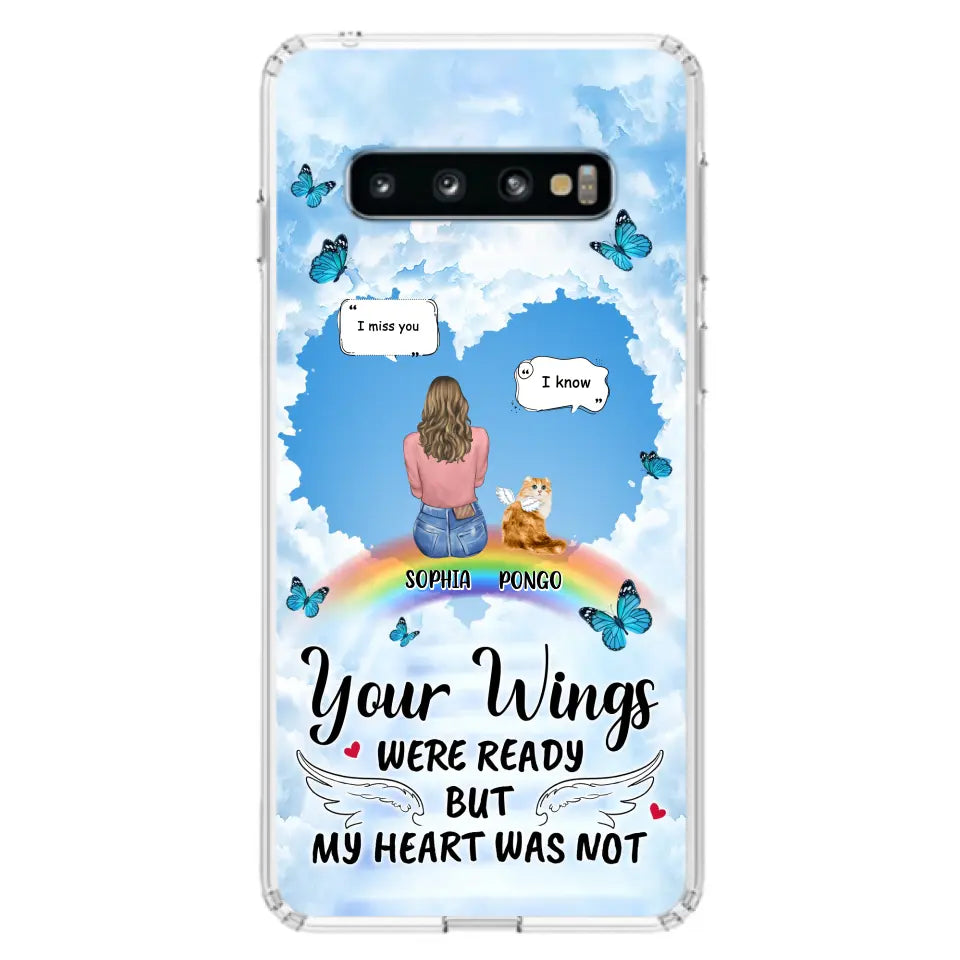 Personalized Memorial Pet Phone Case - Gift Idea For Dog/Cat/Rabbits Owners - Up to 3 Pets - Your Wings Were Ready But My Heart Was Not - Case For iPhone/Samsung