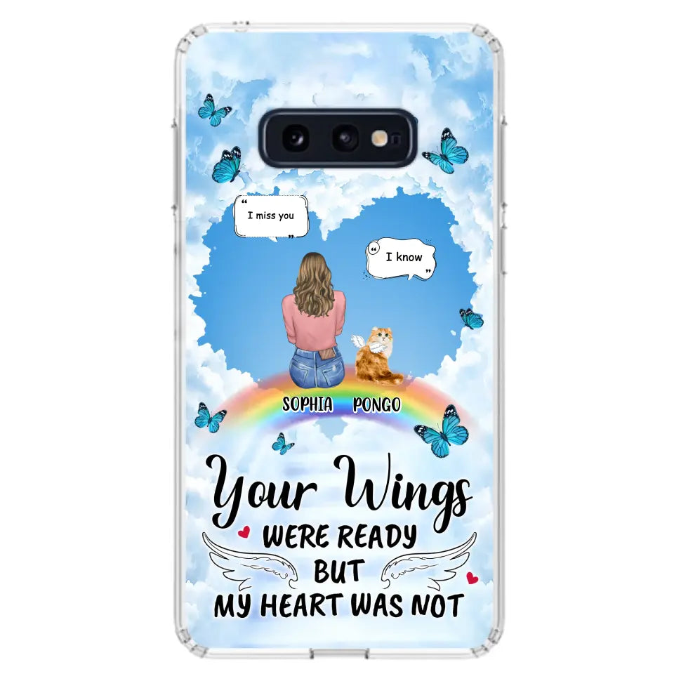 Personalized Memorial Pet Phone Case - Gift Idea For Dog/Cat/Rabbits Owners - Up to 3 Pets - Your Wings Were Ready But My Heart Was Not - Case For iPhone/Samsung