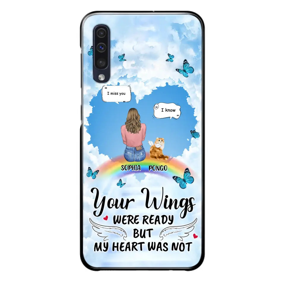 Personalized Memorial Pet Phone Case - Gift Idea For Dog/Cat/Rabbits Owners - Up to 3 Pets - Your Wings Were Ready But My Heart Was Not - Case For iPhone/Samsung