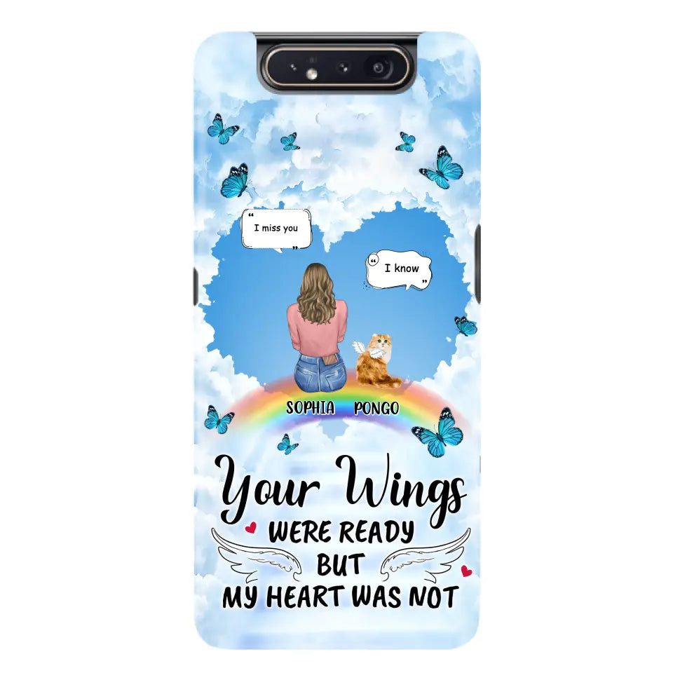 Personalized Memorial Pet Phone Case - Gift Idea For Dog/Cat/Rabbits Owners - Up to 3 Pets - Your Wings Were Ready But My Heart Was Not - Case For iPhone/Samsung