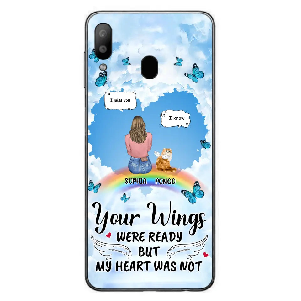 Personalized Memorial Pet Phone Case - Gift Idea For Dog/Cat/Rabbits Owners - Up to 3 Pets - Your Wings Were Ready But My Heart Was Not - Case For iPhone/Samsung