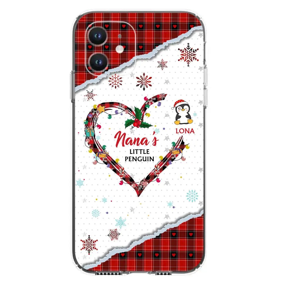 Personalized Christmas Nana Phone Case - Gift Idea For Grandma - Up to 10 Penguins -  Case For iPhone/Samsung