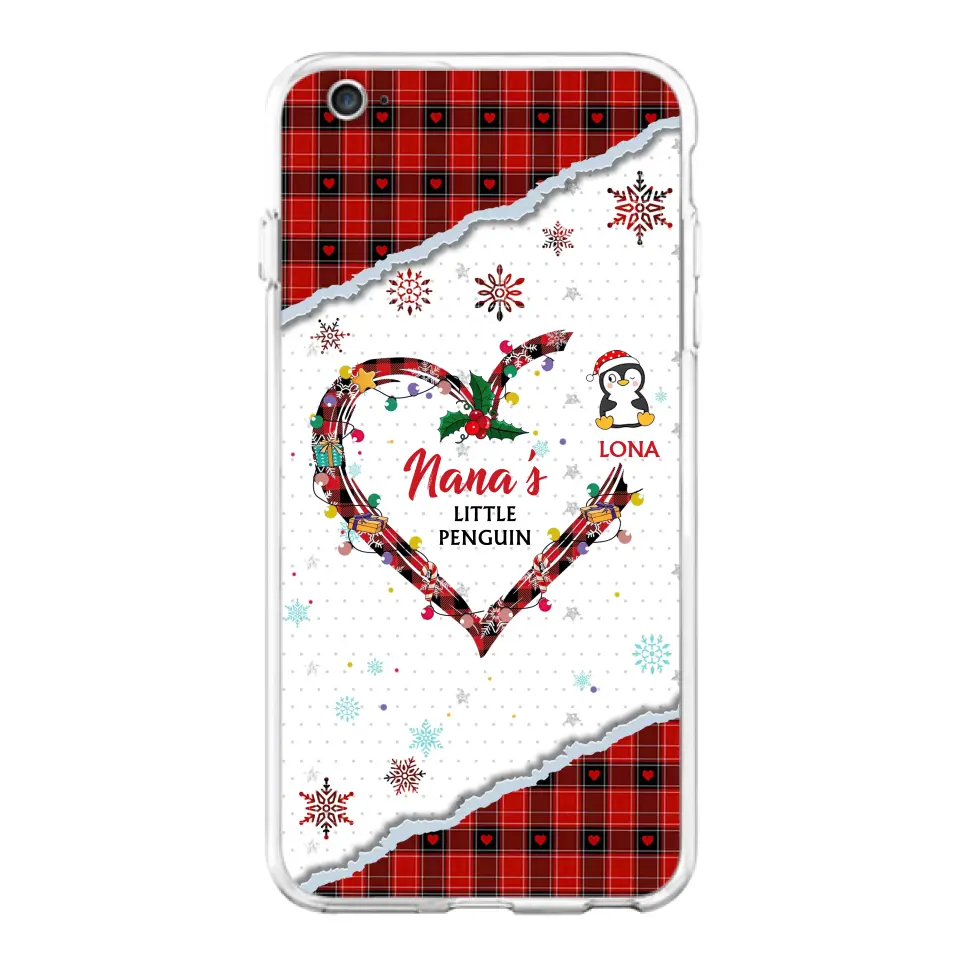 Personalized Christmas Nana Phone Case - Gift Idea For Grandma - Up to 10 Penguins -  Case For iPhone/Samsung