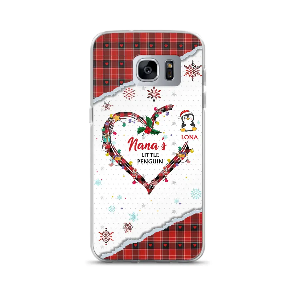 Personalized Christmas Nana Phone Case - Gift Idea For Grandma - Up to 10 Penguins -  Case For iPhone/Samsung