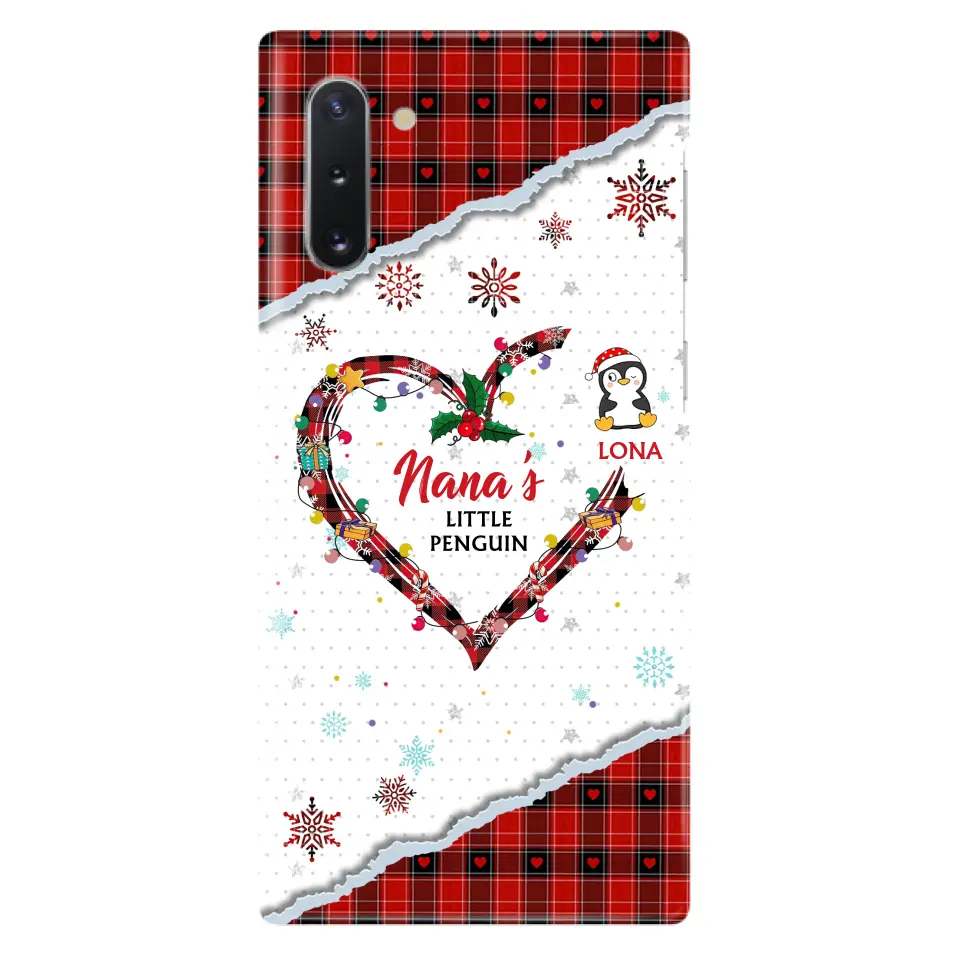 Personalized Christmas Nana Phone Case - Gift Idea For Grandma - Up to 10 Penguins -  Case For iPhone/Samsung