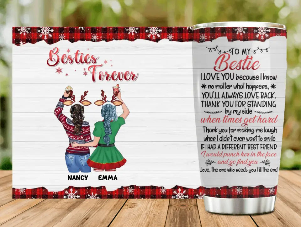 Personalized Besties Tumbler - Christmas Gift Idea for Sisters/Friends/Besties - Besties Forever