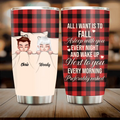Personalized Sleeping Couple Tumbler - Gift Idea For Couple/Valentines Day - All I Want Is To Fall Asleep With You Every Night