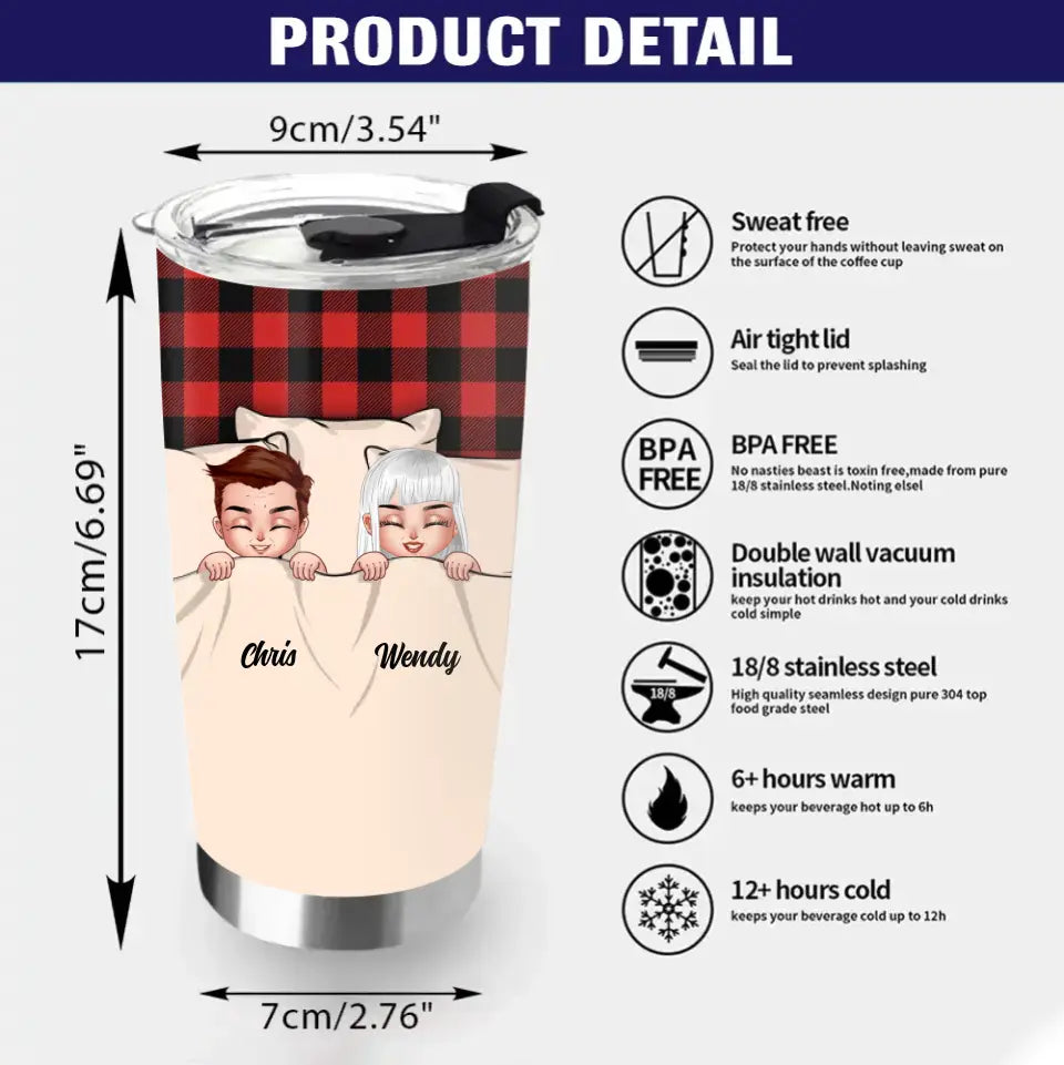 Personalized Sleeping Couple Tumbler - Gift Idea For Couple/Valentines Day - All I Want Is To Fall Asleep With You Every Night