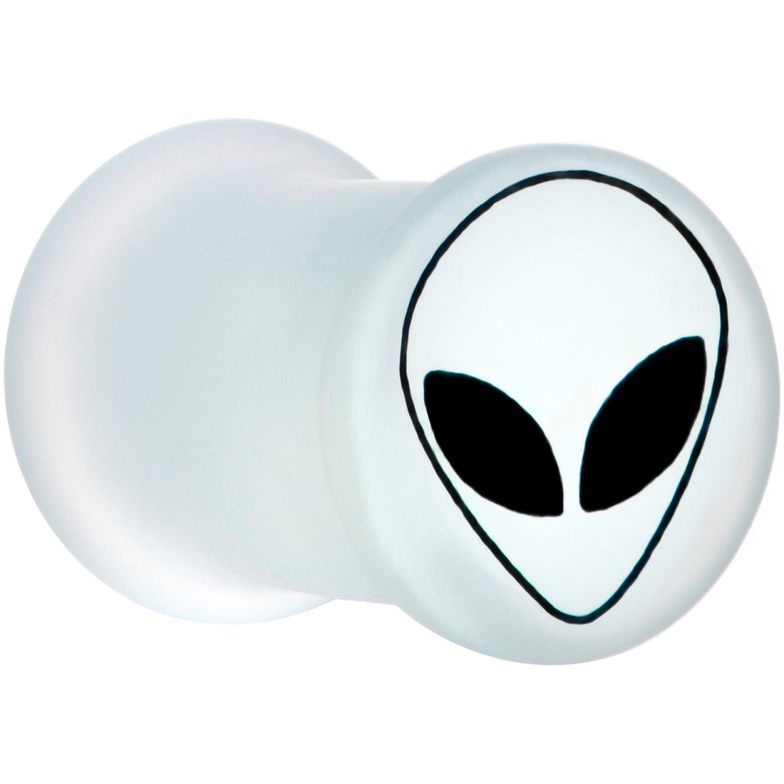 White Matte Glass Alien Head Double Flare Plug Set - Image 2