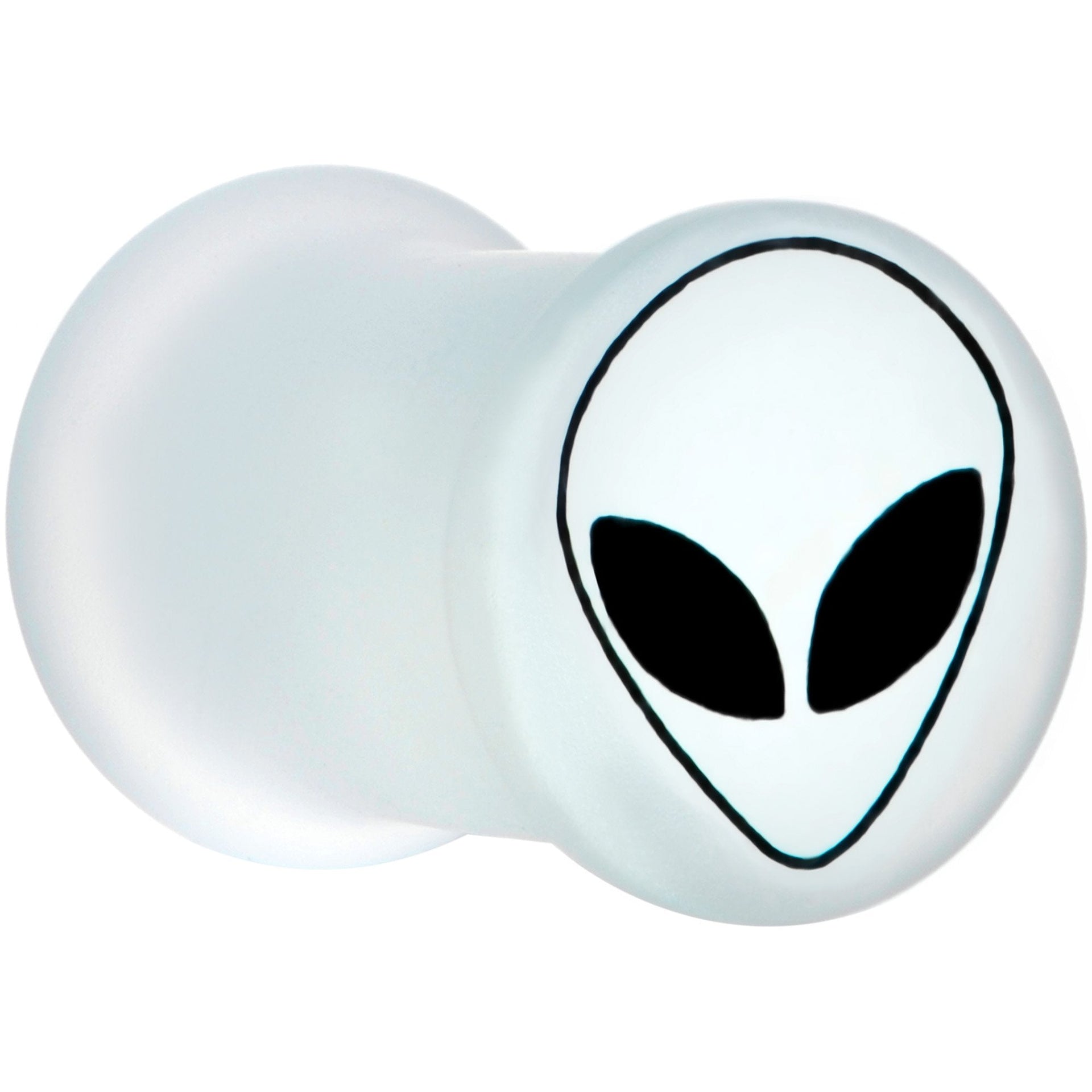 White Matte Glass Alien Head Double Flare Plug Set - Image 2