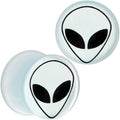 White Matte Glass Alien Head Double Flare Plug Set - Image 8