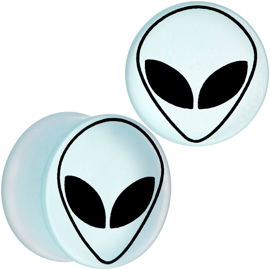 White Matte Glass Alien Head Double Flare Plug Set - Image 10