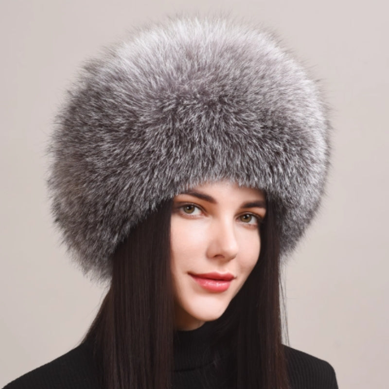 🧢 Women’s Winter Genuine Leather Ethnic Style Ear Protection Hat