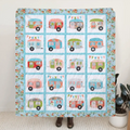 Cute Camper Pattern Fleece Throw Blanket/Quilt - Gift Idea For Camping Lovers