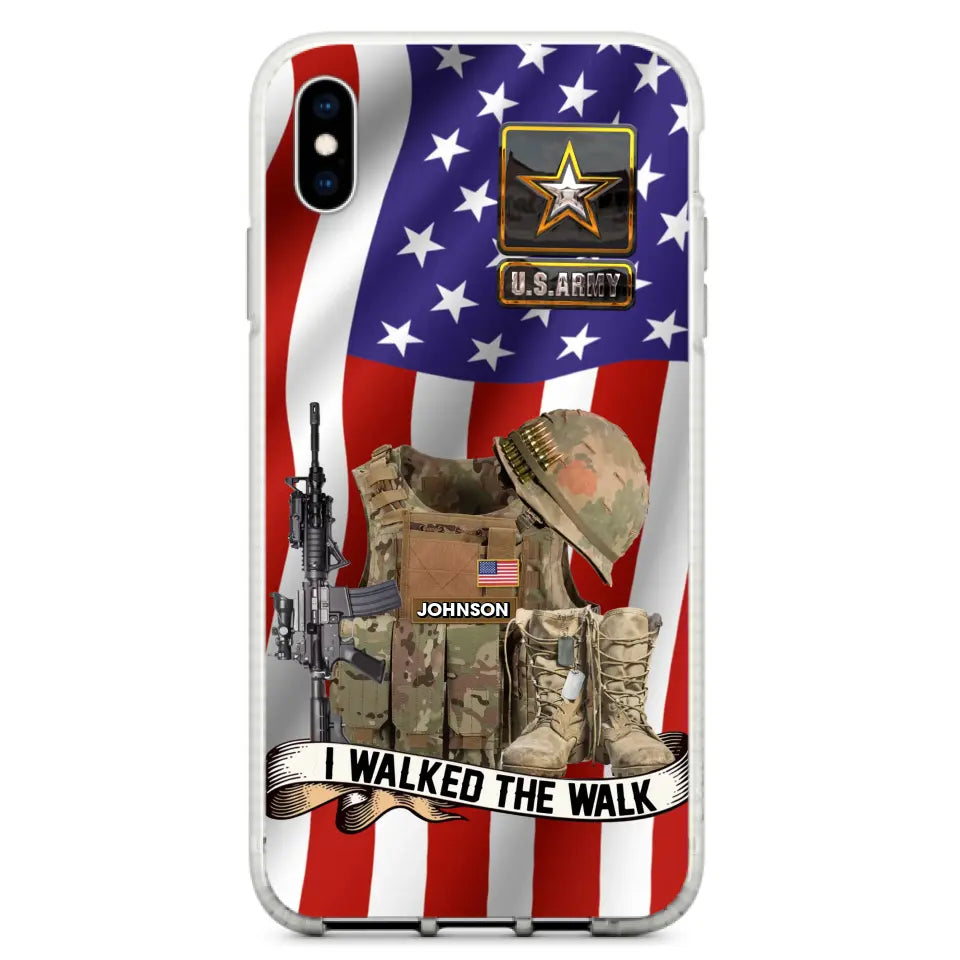 Custom Personalized Veteran US Flag Phone Case - Gift Idea For Veteran - Case For iPhone/ Samsung - I Walked The Walk