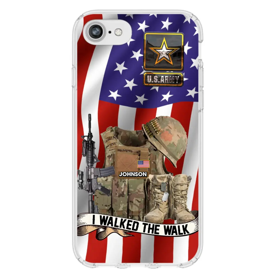 Custom Personalized Veteran US Flag Phone Case - Gift Idea For Veteran - Case For iPhone/ Samsung - I Walked The Walk