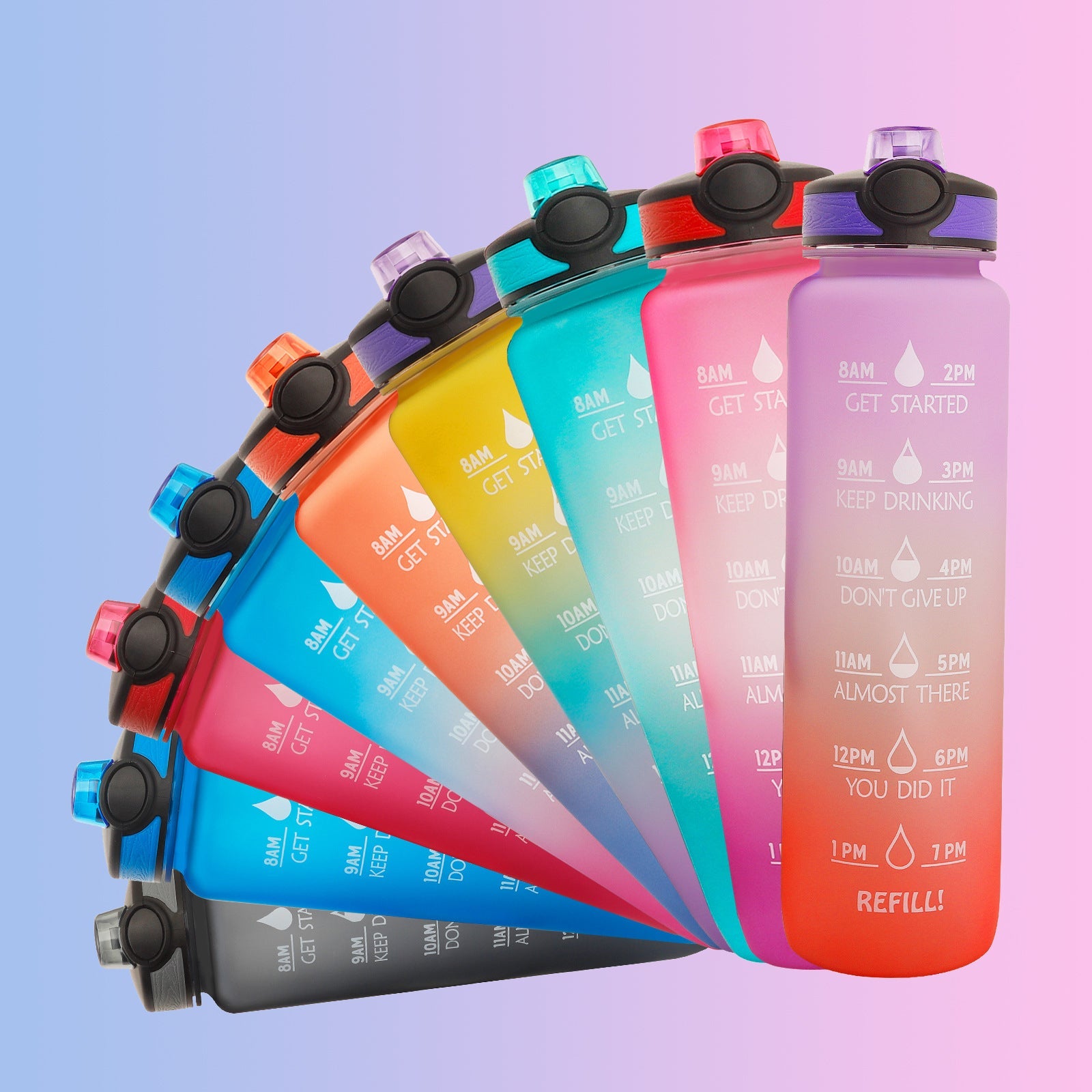 1L Motivational Tritan Water Bottle with Time Marker & Leakproof Lid