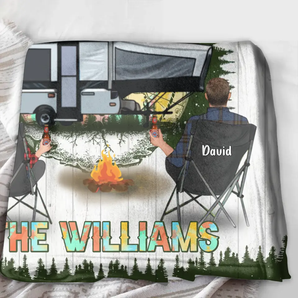 Personalized Camping Compass Quilt/Fleece Throw Blanket - Gift Idea For Camping Lover/Couple/Family/Friends - The Williams
