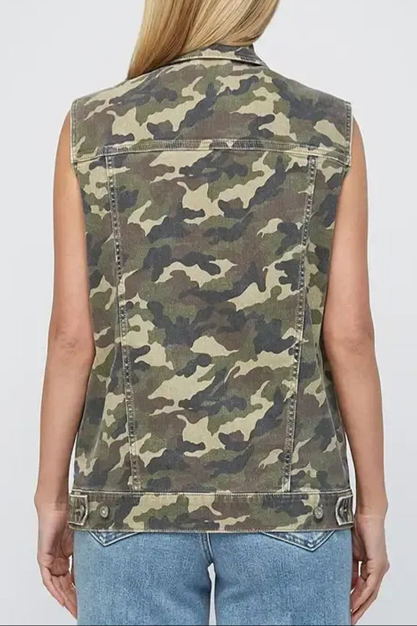 Camo Cargo Denim Vest