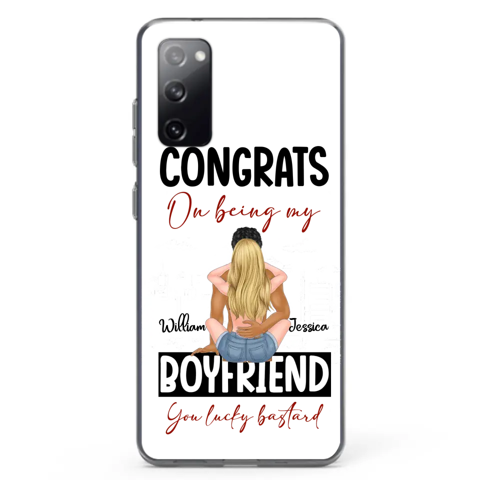 Personalized Couple Phone Case - Gift Idea For Couple/Valentines Day - Congrats On Being My Boyfriend You Lucky Bastard - Case For iPhone/Samsung