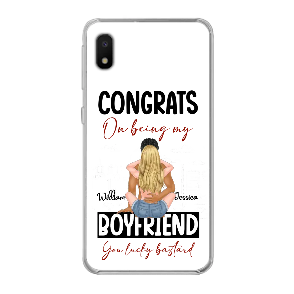Personalized Couple Phone Case - Gift Idea For Couple/Valentines Day - Congrats On Being My Boyfriend You Lucky Bastard - Case For iPhone/Samsung