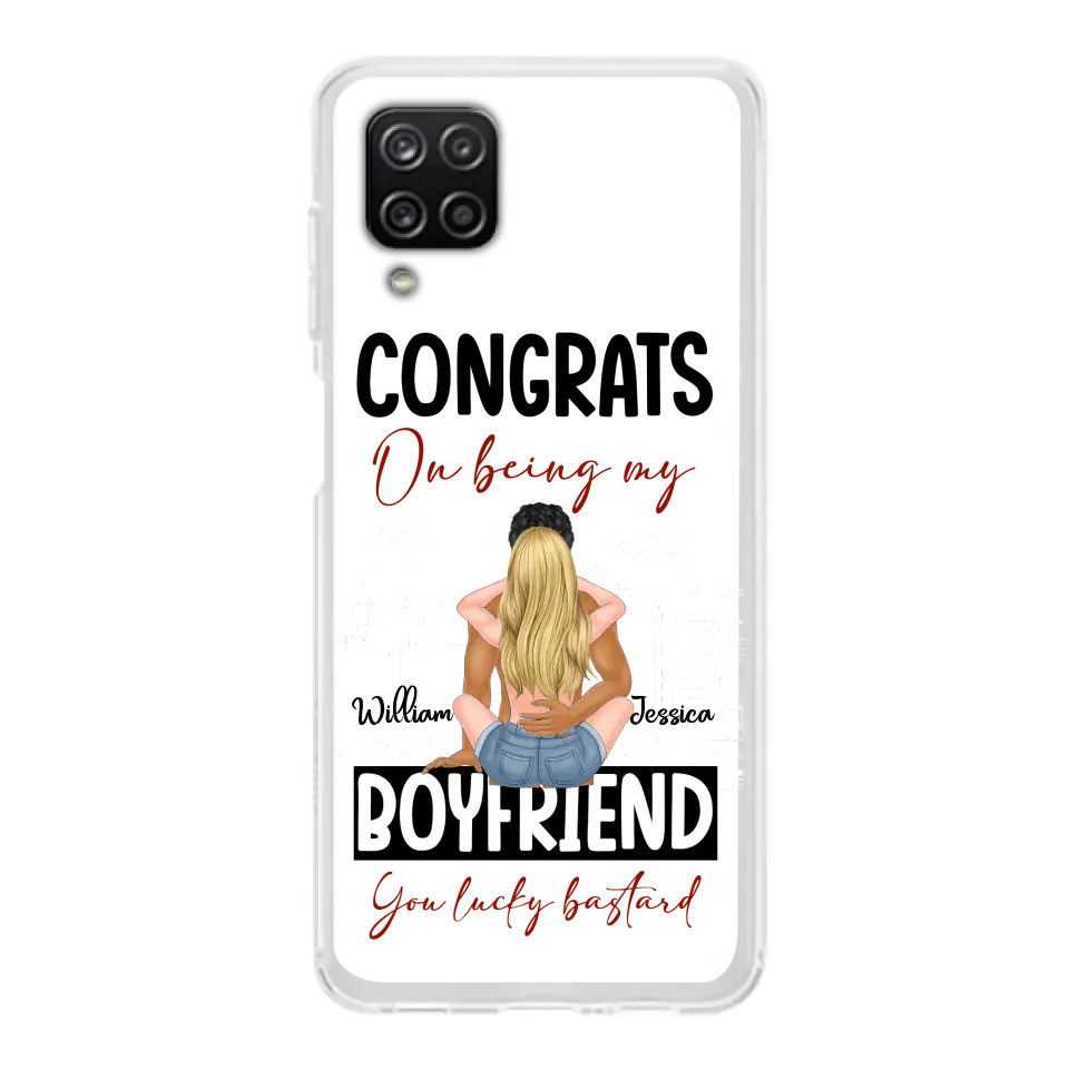 Personalized Couple Phone Case - Gift Idea For Couple/Valentines Day - Congrats On Being My Boyfriend You Lucky Bastard - Case For iPhone/Samsung