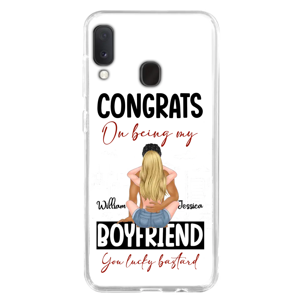 Personalized Couple Phone Case - Gift Idea For Couple/Valentines Day - Congrats On Being My Boyfriend You Lucky Bastard - Case For iPhone/Samsung