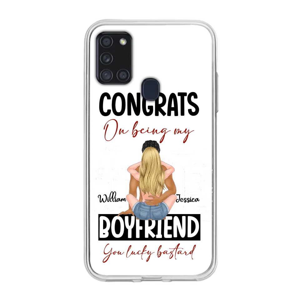 Personalized Couple Phone Case - Gift Idea For Couple/Valentines Day - Congrats On Being My Boyfriend You Lucky Bastard - Case For iPhone/Samsung