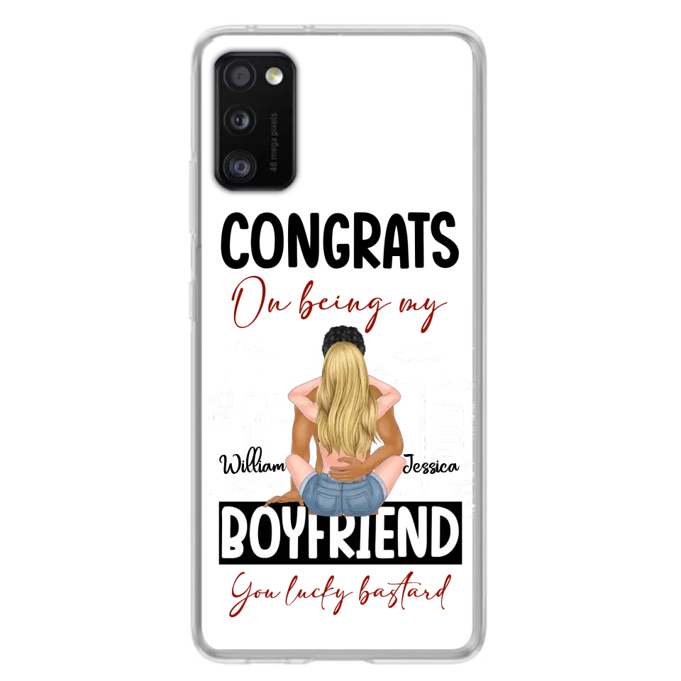 Personalized Couple Phone Case - Gift Idea For Couple/Valentines Day - Congrats On Being My Boyfriend You Lucky Bastard - Case For iPhone/Samsung