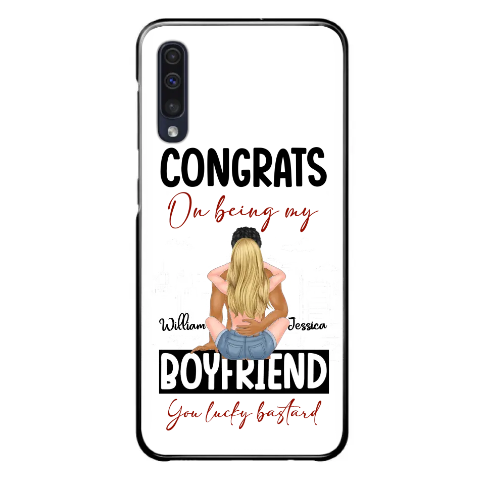 Personalized Couple Phone Case - Gift Idea For Couple/Valentines Day - Congrats On Being My Boyfriend You Lucky Bastard - Case For iPhone/Samsung