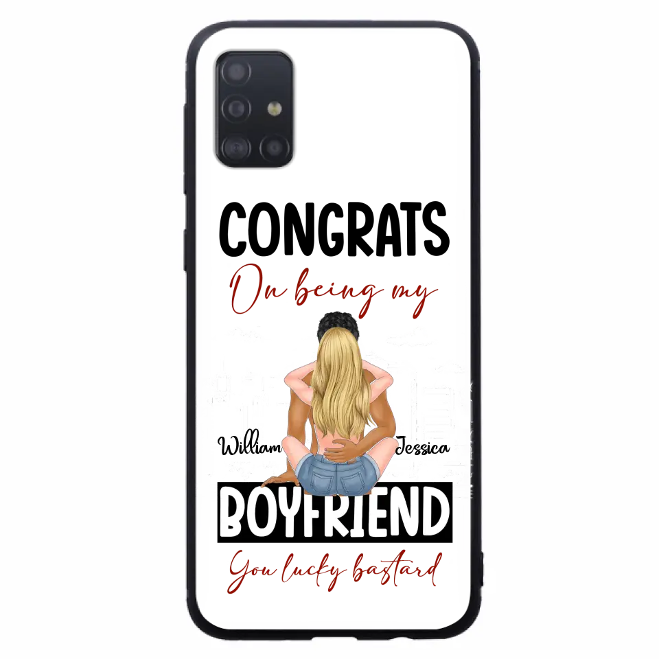 Personalized Couple Phone Case - Gift Idea For Couple/Valentines Day - Congrats On Being My Boyfriend You Lucky Bastard - Case For iPhone/Samsung
