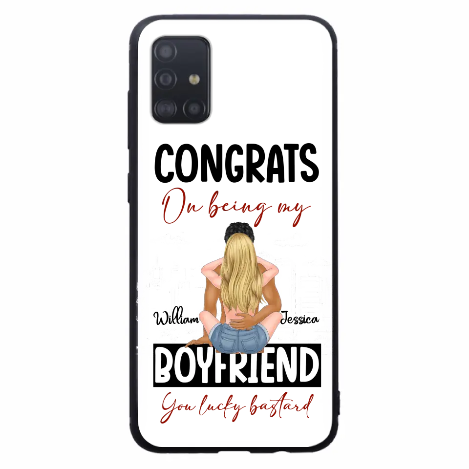 Personalized Couple Phone Case - Gift Idea For Couple/Valentines Day - Congrats On Being My Boyfriend You Lucky Bastard - Case For iPhone/Samsung