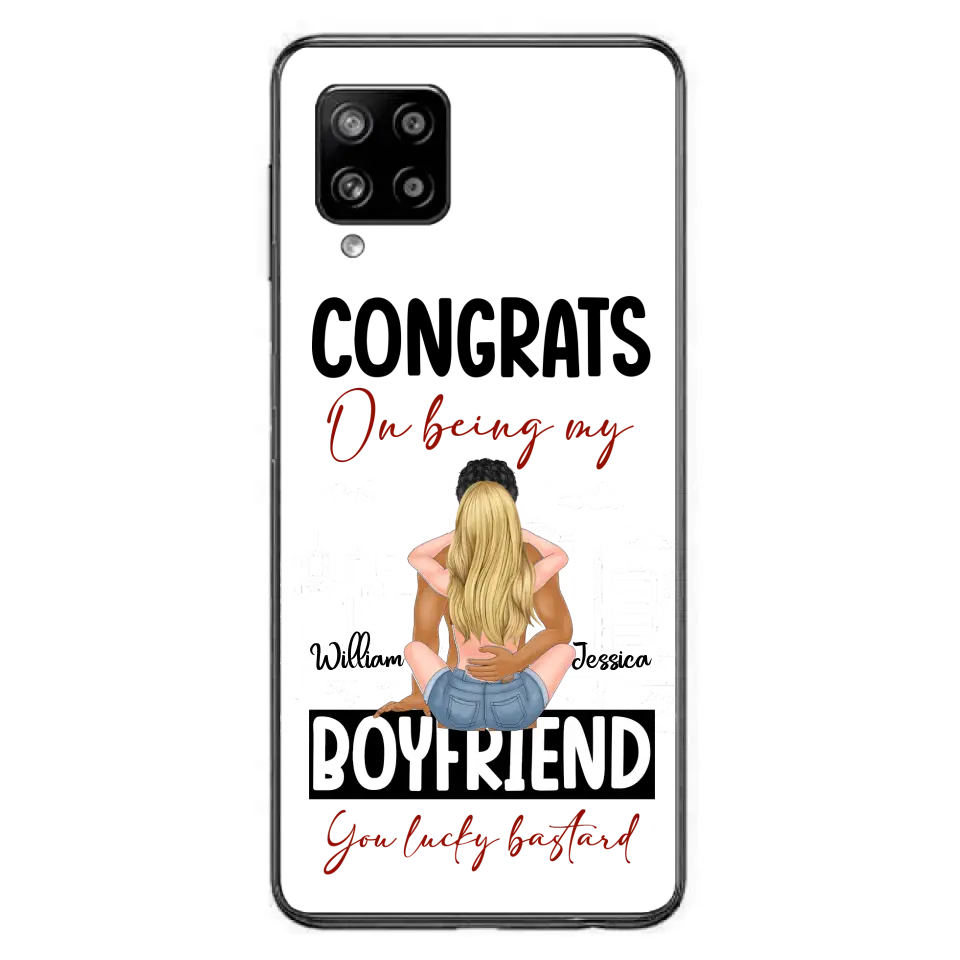 Personalized Couple Phone Case - Gift Idea For Couple/Valentines Day - Congrats On Being My Boyfriend You Lucky Bastard - Case For iPhone/Samsung