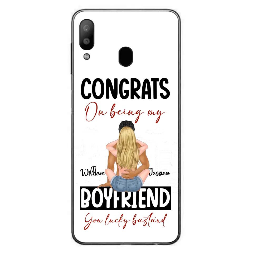 Personalized Couple Phone Case - Gift Idea For Couple/Valentines Day - Congrats On Being My Boyfriend You Lucky Bastard - Case For iPhone/Samsung