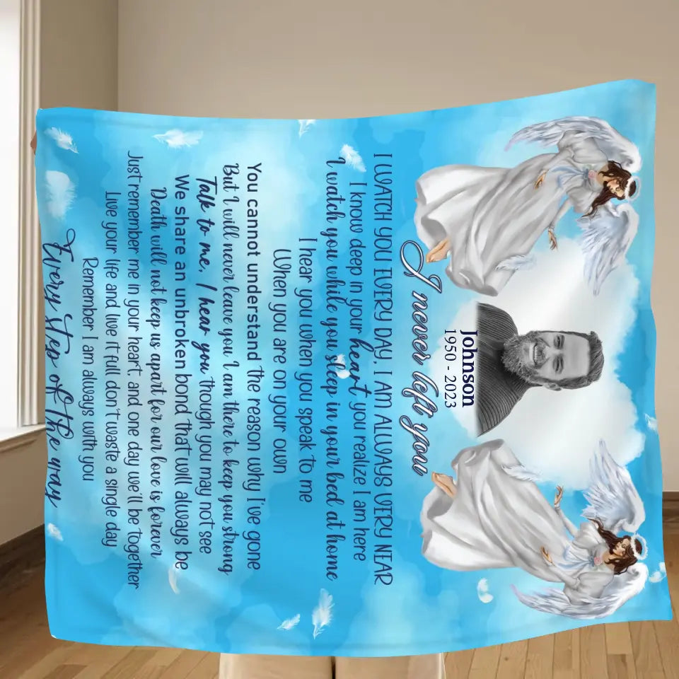 Personalized Memorial Fleece Throw Blanket & Quilt - Upload Photo - Memorial Gift Idea For Family Member - I Never Left You