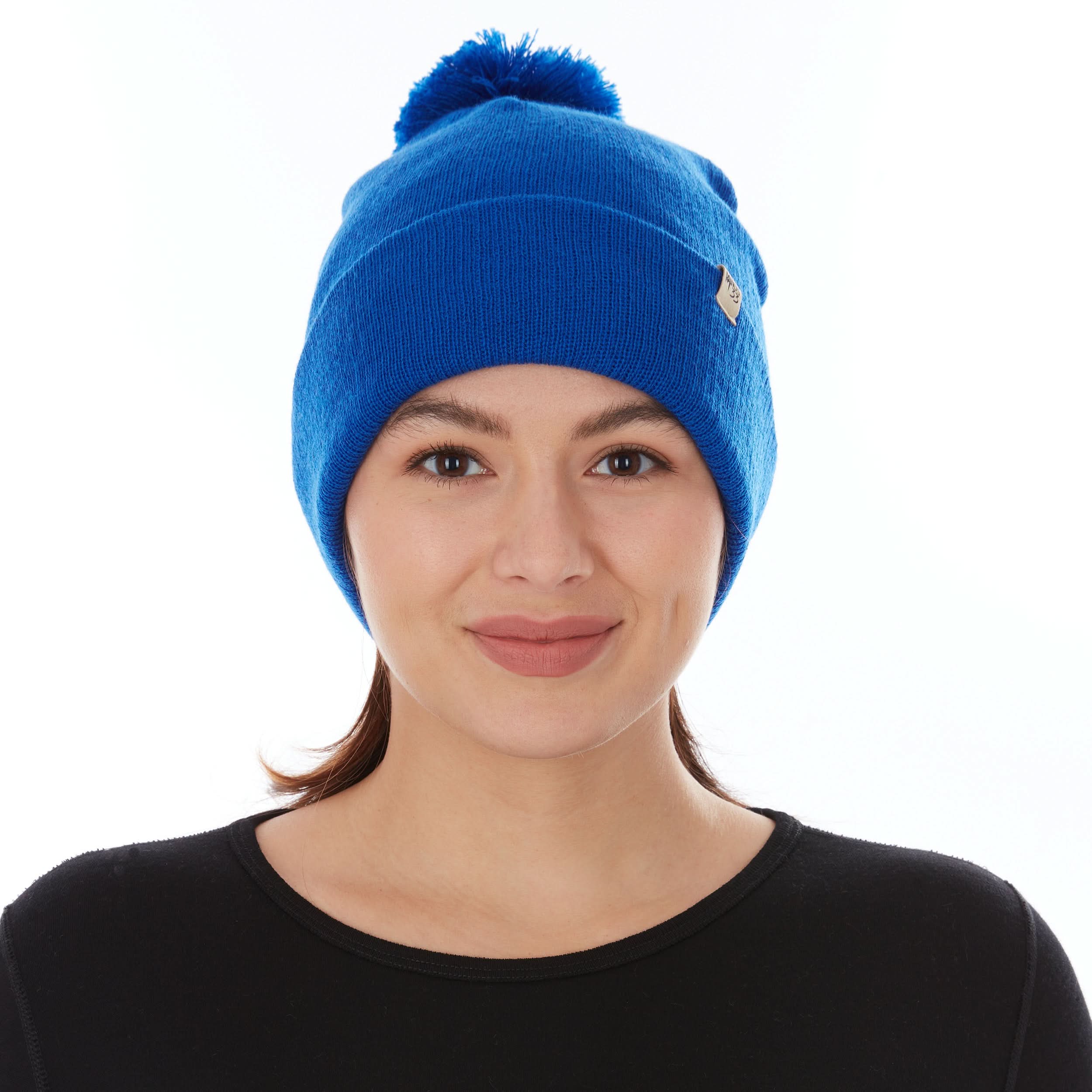 Unisex Midweight Merino Wool Knit Pom Beanie for Winter Sports