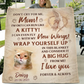 Personalized Memorial Cat Photo Quilt/Fleece Throw Blanket - Memorial Gift Idea for Cat Owners - Don't Cry For Me Mom! I'm Ok!