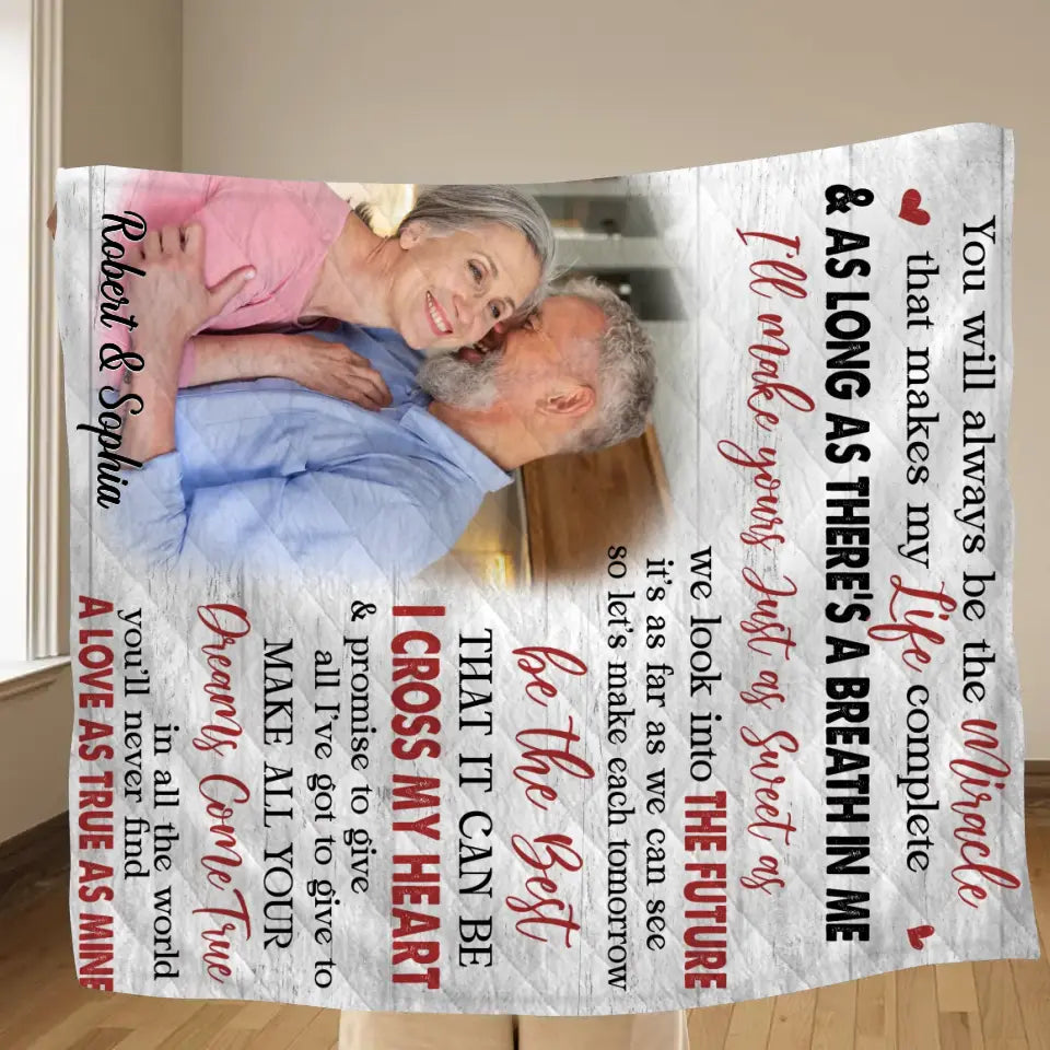 Personalized Couple Quilt & Fleece Blanket - Gift Idea For Couple/Husband & Wife - Upload Photo - You Will Always Be The Miracle