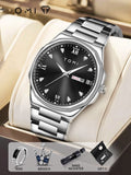 Simple Diamond Encrusted Quartz Watch with Stainless Steel Strap