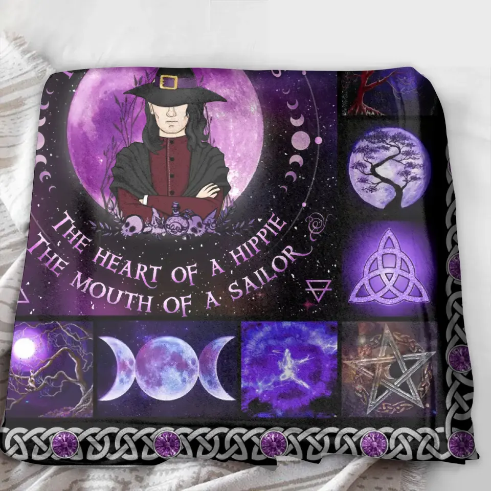Personalized Witch Male Fleece Throw Blanket & Quilt - Halloween Gift Idea For Witch Lovers - October The Fire Of A Lioness