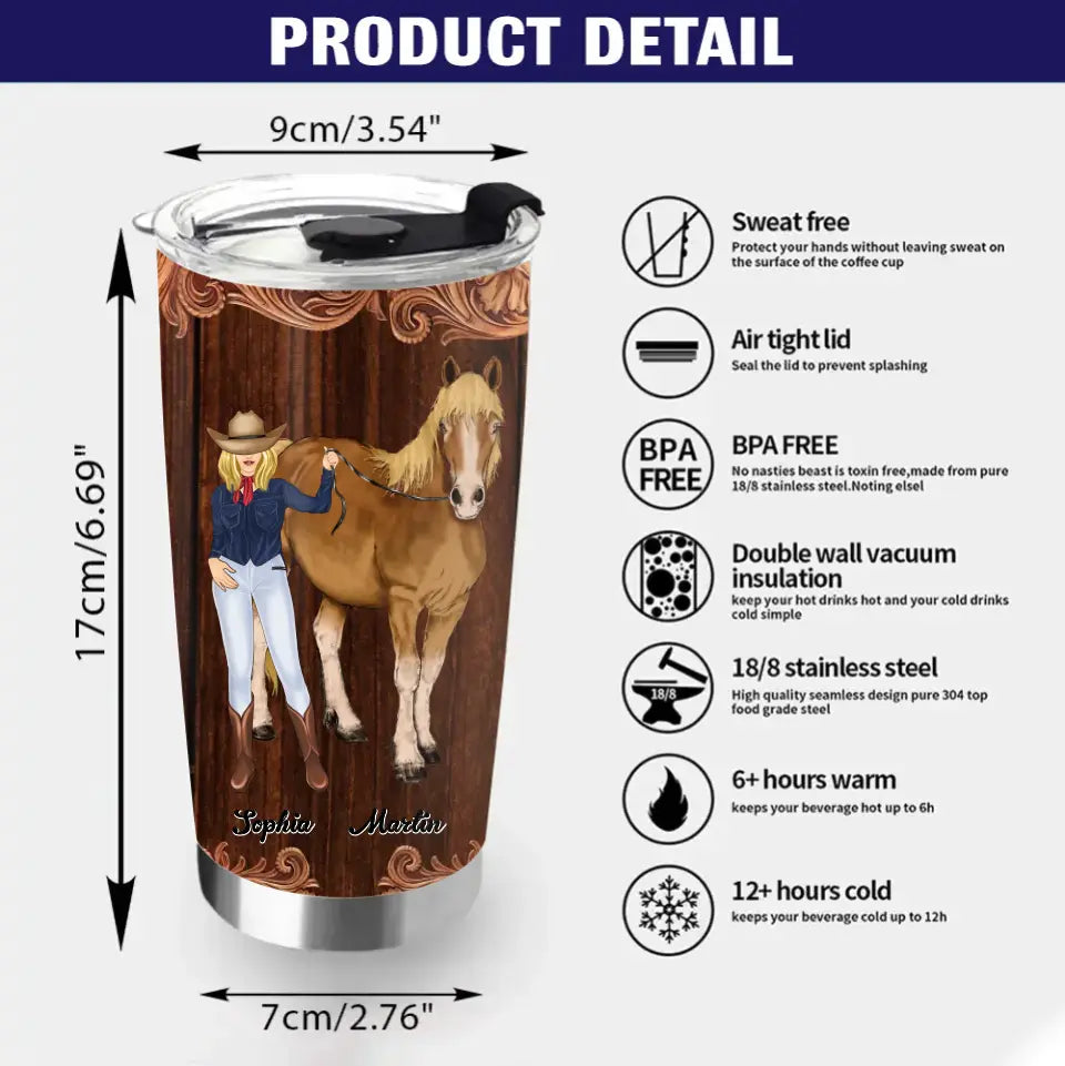 Personalized Horse Lady Tumbler - Gift Idea For Horse Lovers - And She Lived Happily Ever After