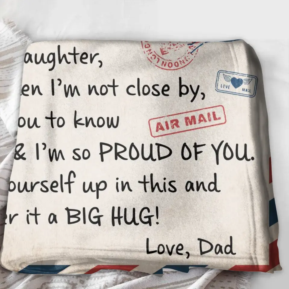 Personalized Dad & Daughter Photo Quilt/Fleece Throw Blanket - Gift Idea For Daughter From Dad - Upload Photo - Consider It A Big Hug