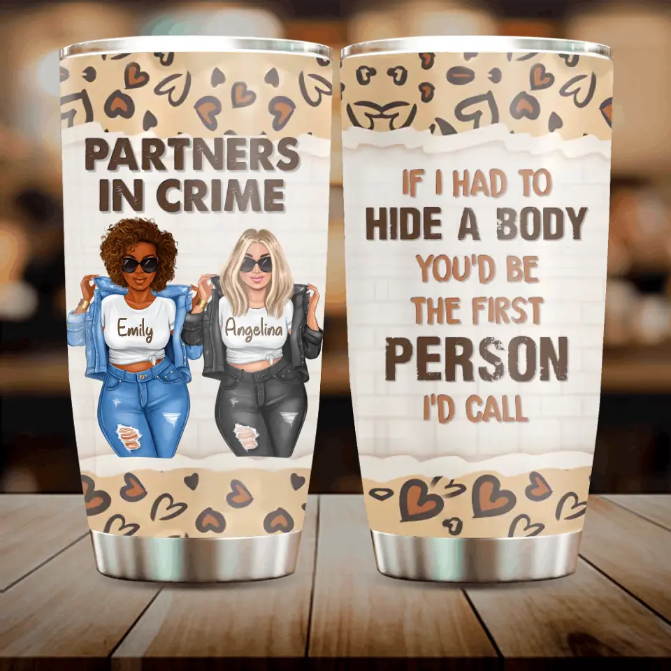 Personalized Besties Tumbler - Gift Idea For Friends/Sisters/Besties - Partners In Crime