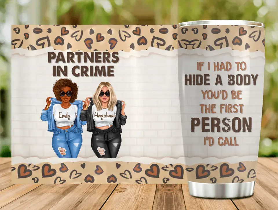 Personalized Besties Tumbler - Gift Idea For Friends/Sisters/Besties - Partners In Crime