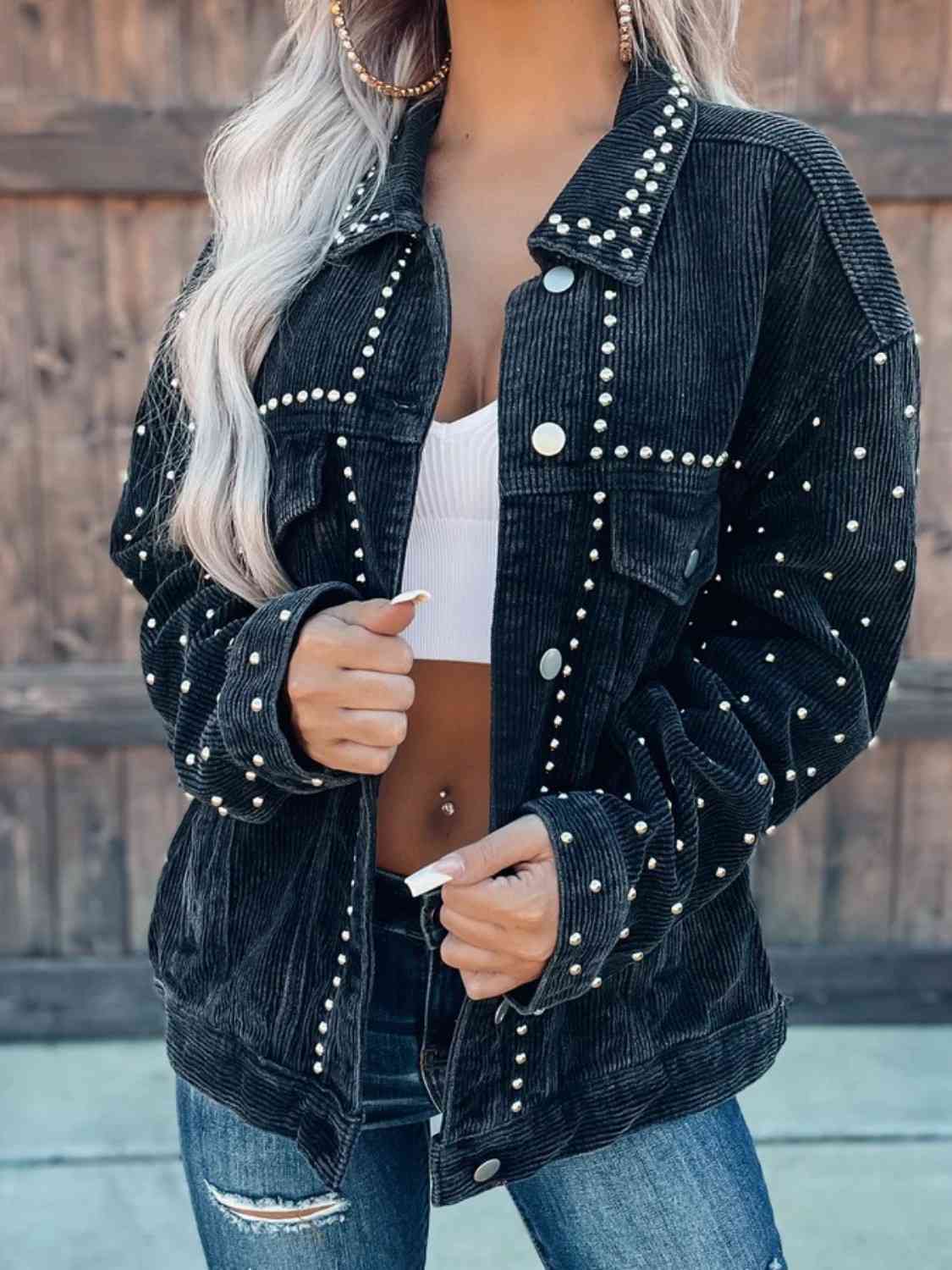 Women’s Collared Button-Down Jacket Casual Everyday Elegant Outerwear