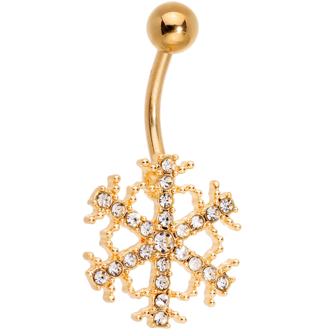 Winter Snowflake Belly Ring Set of 4 in Gold and Silver Tone - Image 2