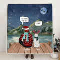 Personalized Memorial Pet Fleece Blanket/Quilt - Family/Couple/Adult With 3 Kids and Up to 6 Pets - Best Christmas Gift For Cat/Dog Lover